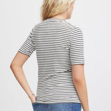 Camiseta ICHI Mira Total Eclipse Stripes - ECRU