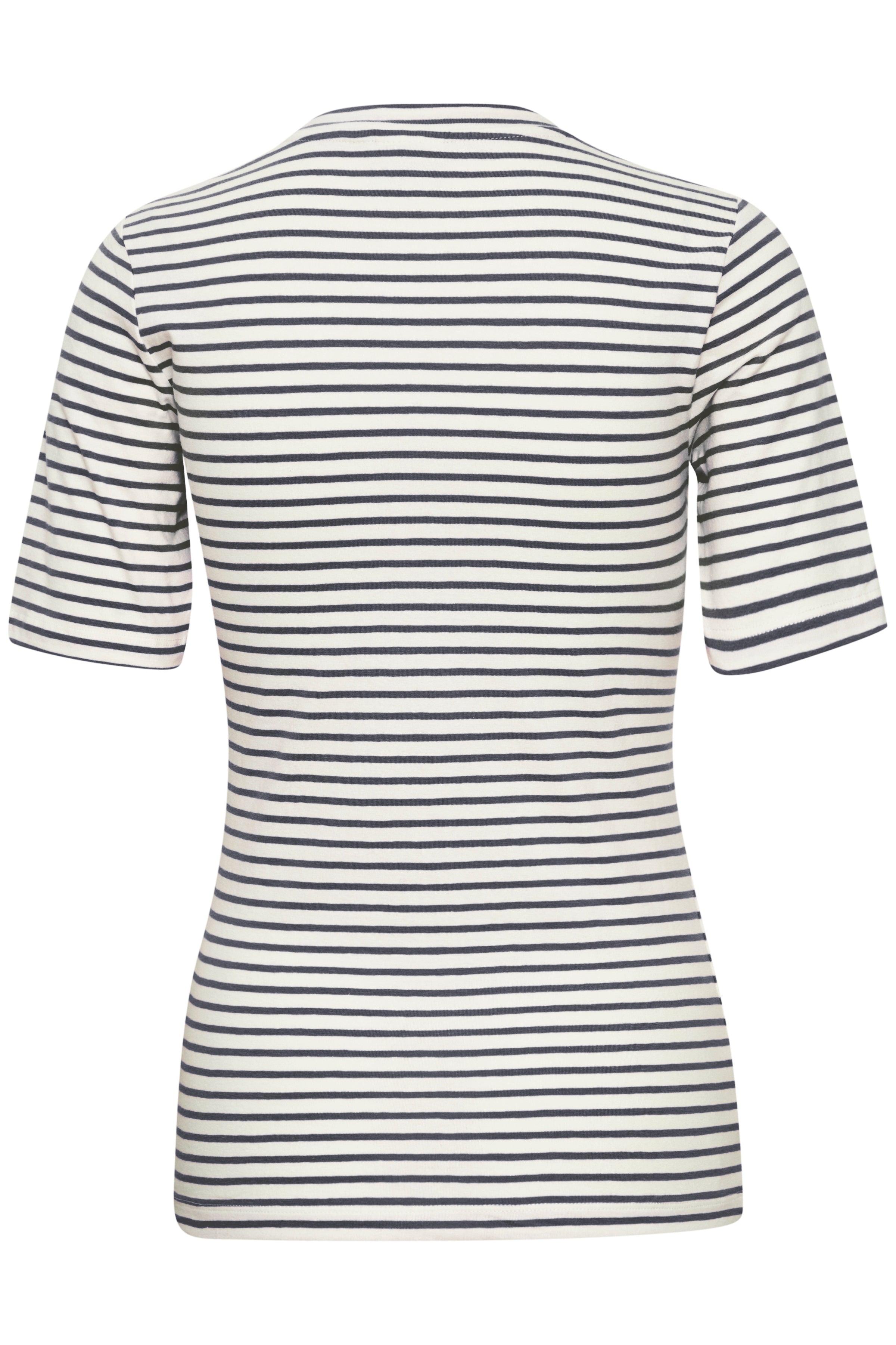 Camiseta ICHI Mira Total Eclipse Stripes - ECRU