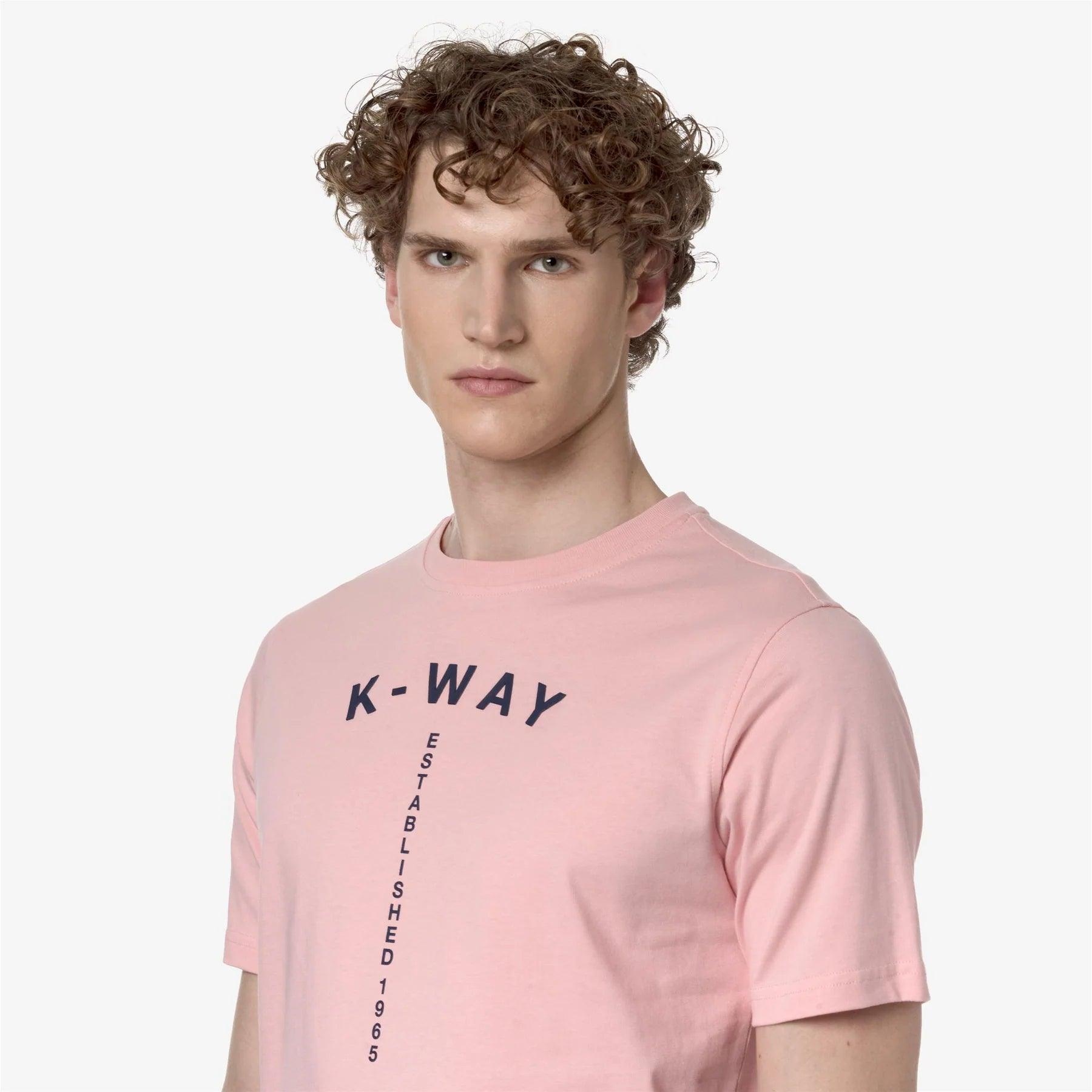 Camiseta K-WAY Odom Typo Est. Pink Ash - ECRU