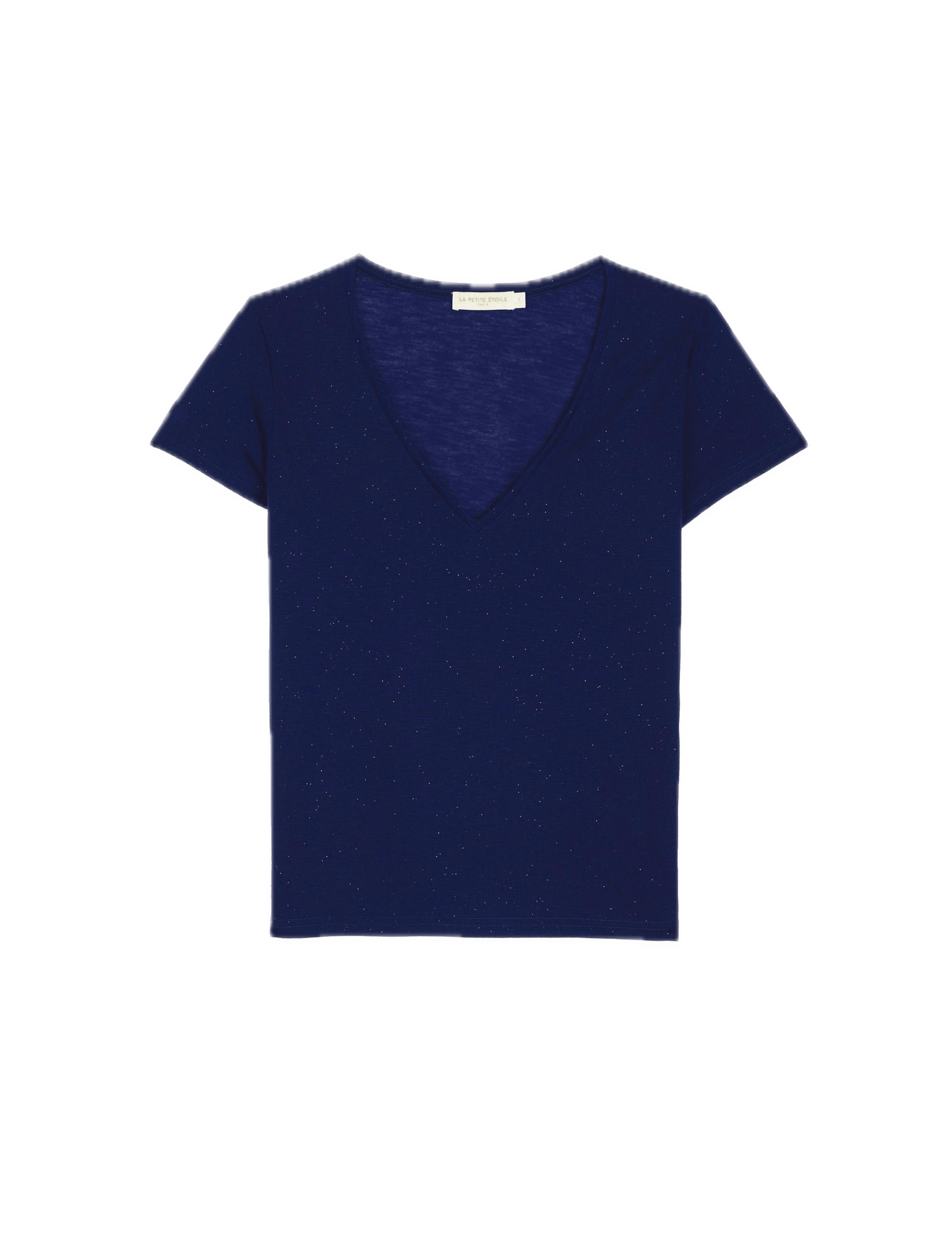 Camiseta La Petite Étoile Elvie Azul Marina de Cuello Pico - ECRU