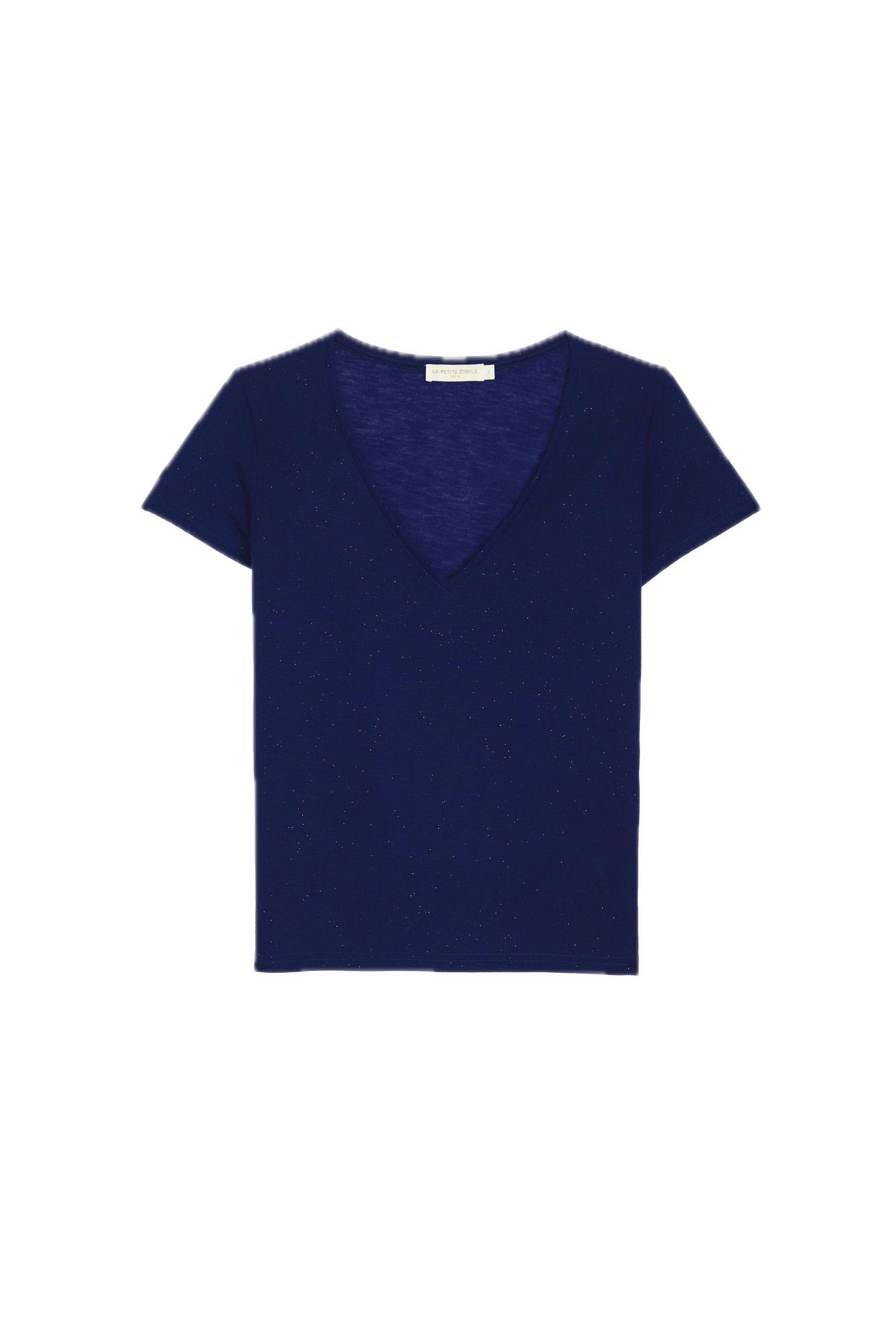 Camiseta La Petite Étoile Elvie Azul Marina de Cuello Pico - ECRU