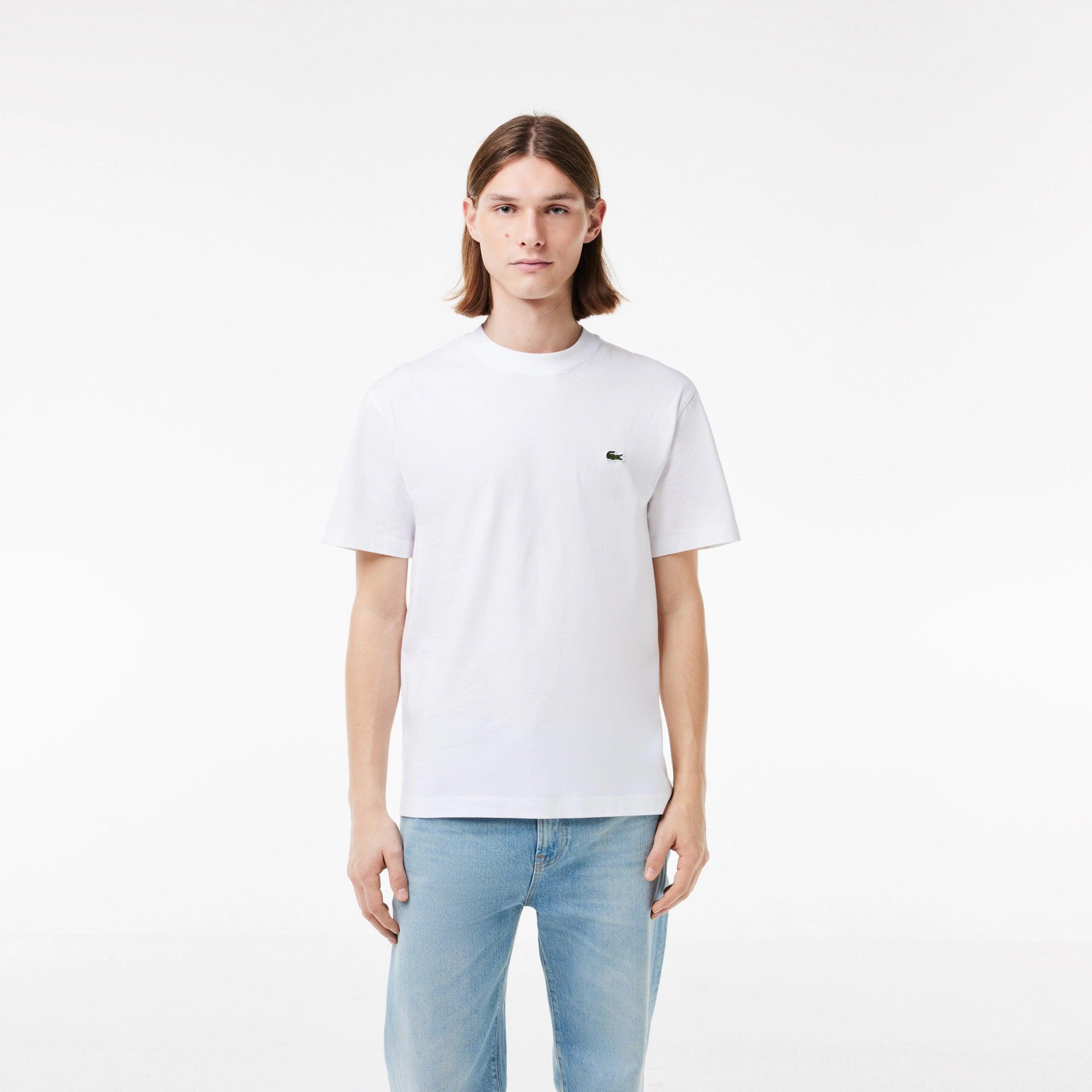 Camiseta Lacoste de Corte Clásico de Punto de Algodón Blanca - ECRU