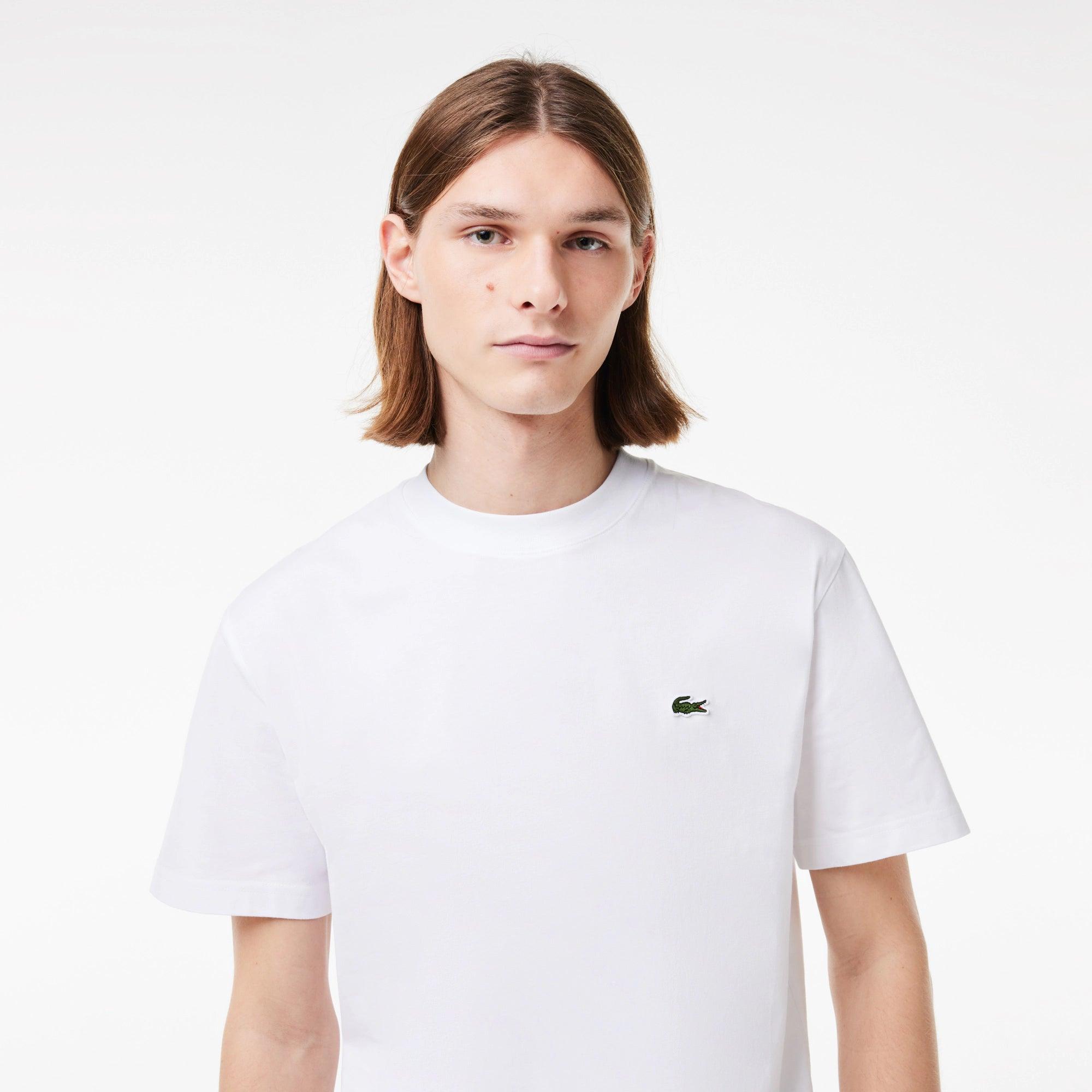 Camiseta Lacoste de Corte Clásico de Punto de Algodón Blanca - ECRU