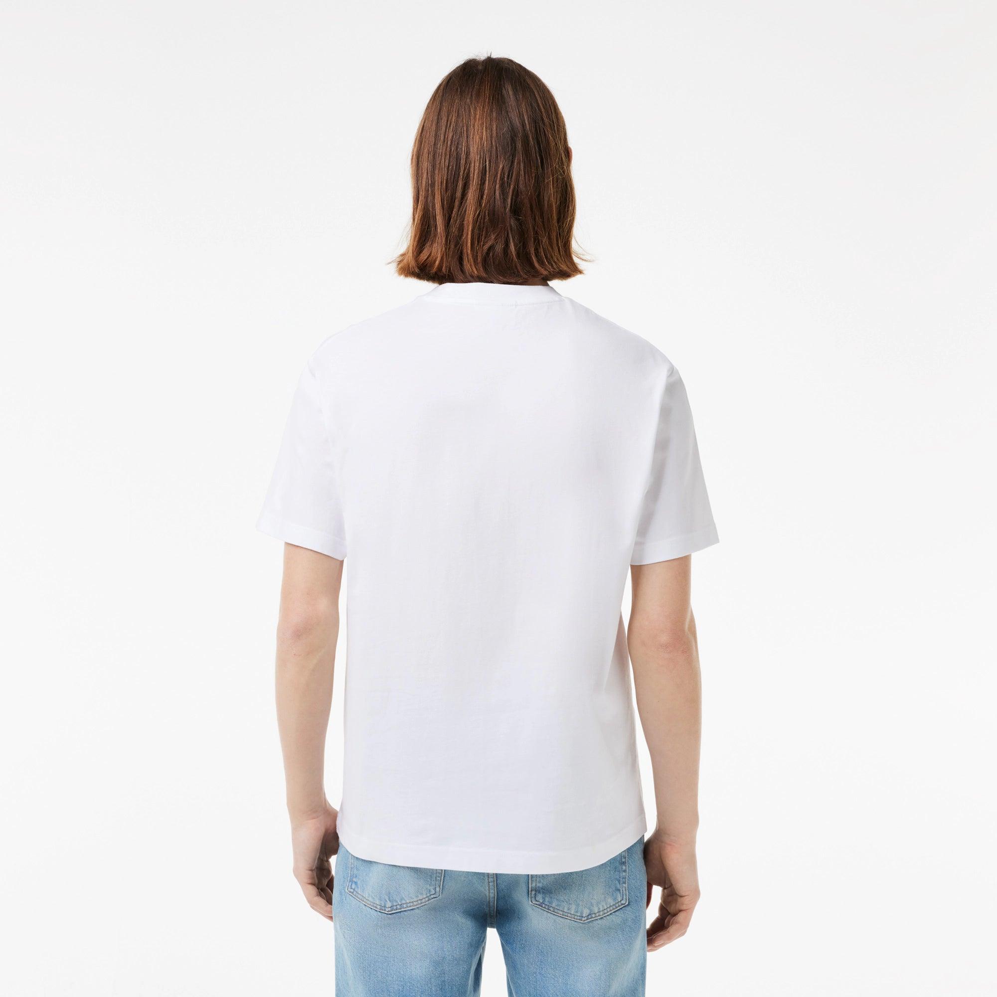 Camiseta Lacoste de Corte Clásico de Punto de Algodón Blanca - ECRU