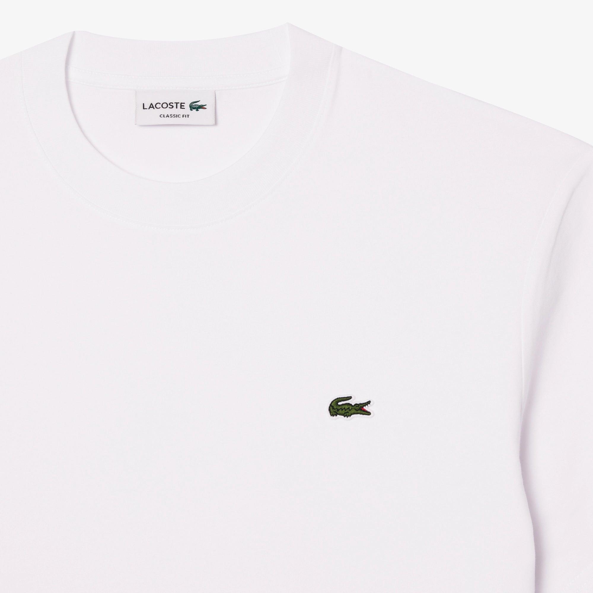 Camiseta Lacoste de Corte Clásico de Punto de Algodón Blanca - ECRU