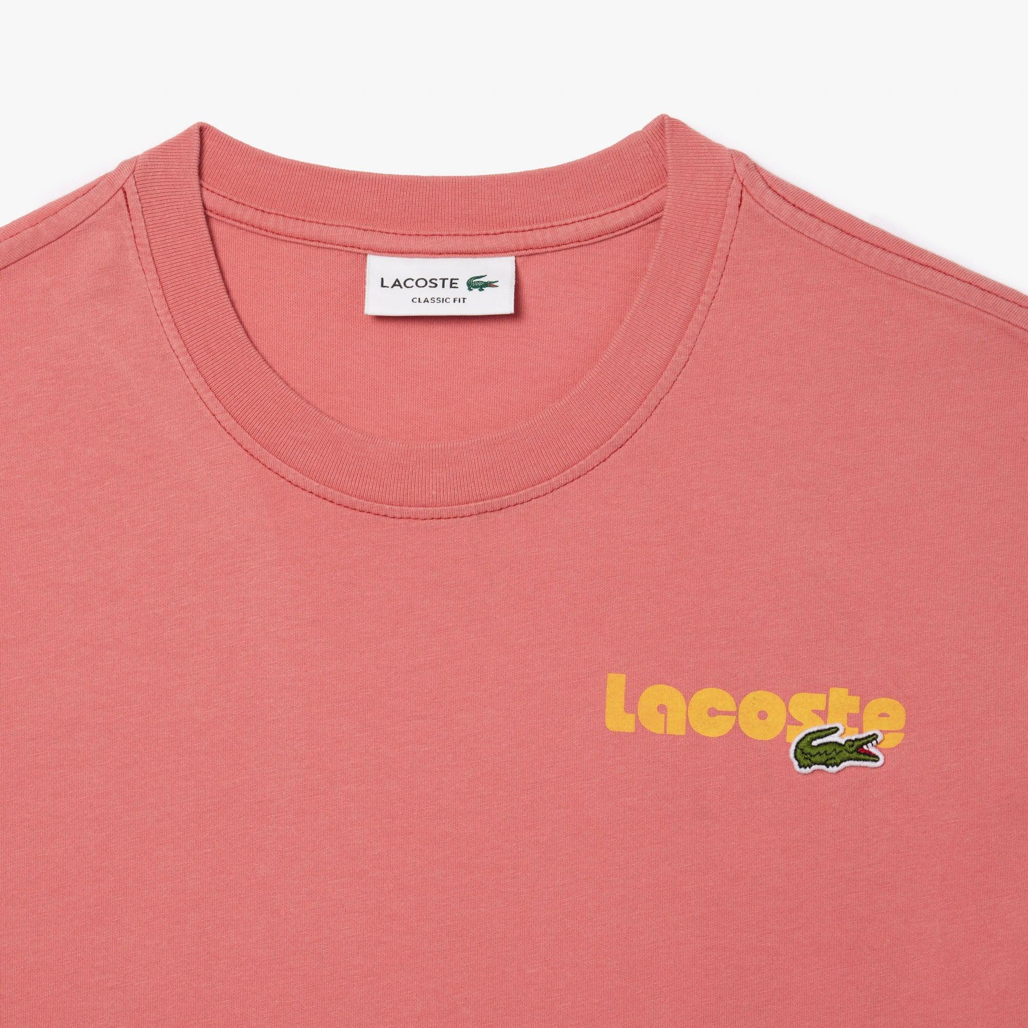 Camiseta LACOSTE Efecto Lavado Degradé Rosa - ECRU