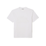 Camiseta Lacoste relaxed fit en punto acolchado con insignia - ECRU