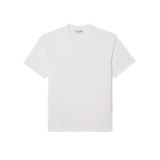 Camiseta Lacoste relaxed fit en punto acolchado con insignia - ECRU