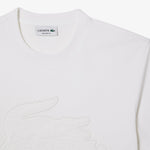 Camiseta Lacoste relaxed fit en punto acolchado con insignia - ECRU