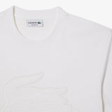 Camiseta Lacoste relaxed fit en punto acolchado con insignia - ECRU