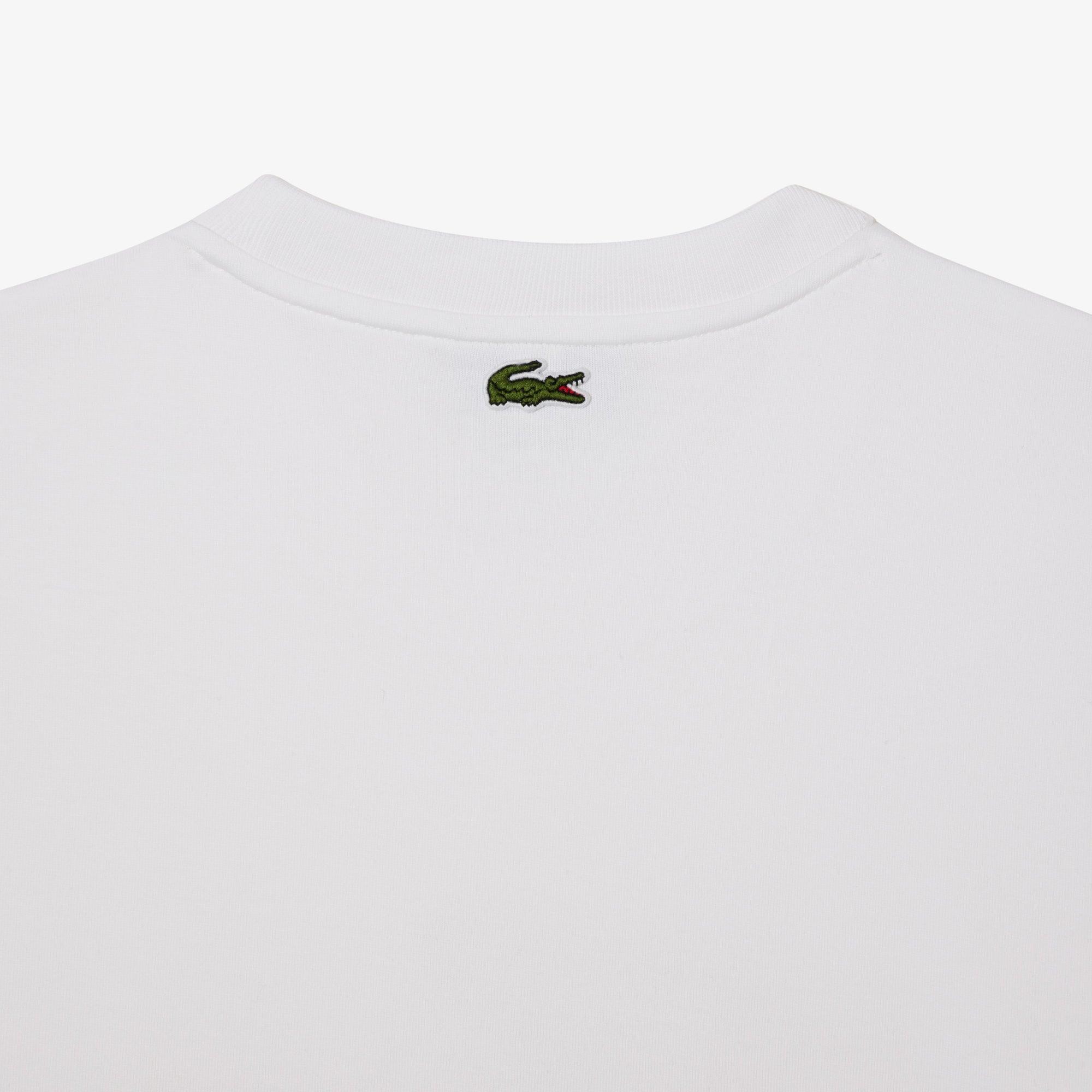 Camiseta Lacoste relaxed fit en punto acolchado con insignia - ECRU