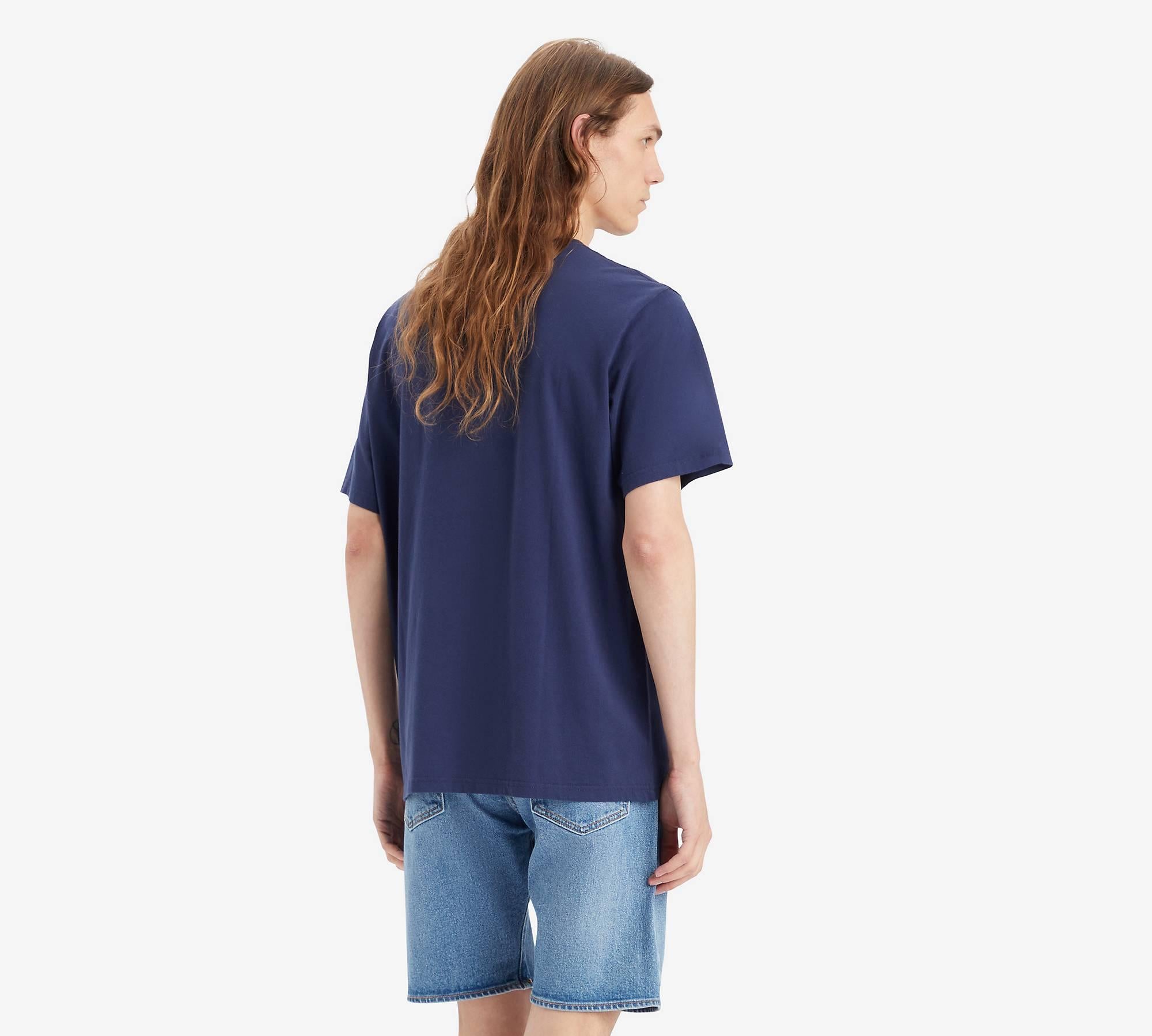 Camiseta Levi's® Arched Headline Naval Academy Azul - ECRU