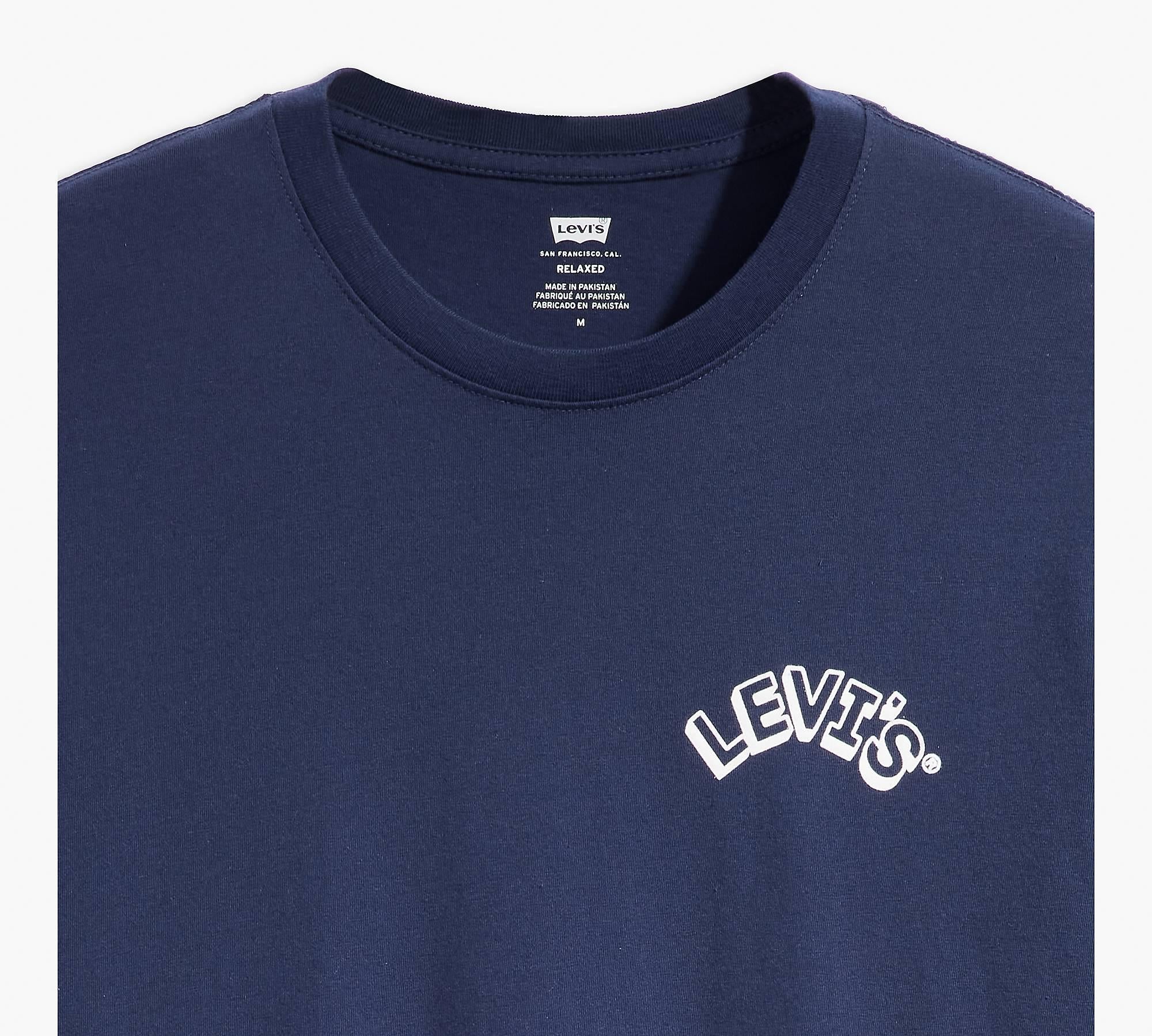 Camiseta Levi's® Arched Headline Naval Academy Azul - ECRU