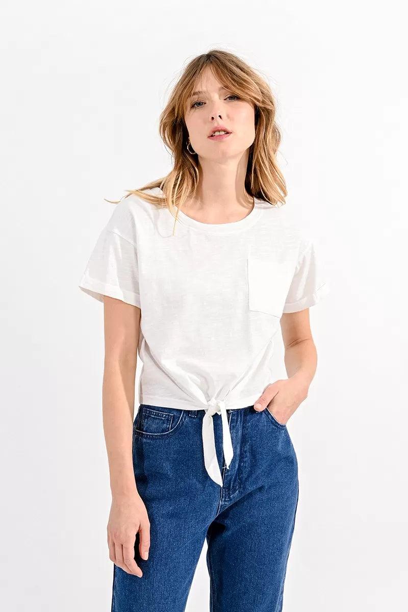 Camiseta Molly Bracken Nudo White - ECRU