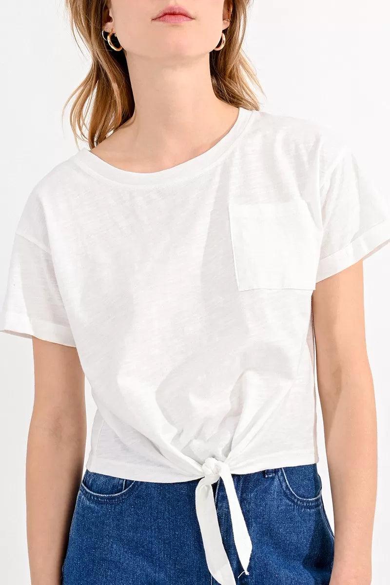 Camiseta Molly Bracken Nudo White - ECRU