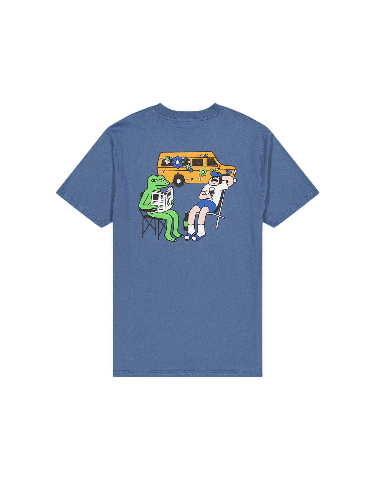 Camiseta Olow Unisex Hippie Van Cobalt Blue - ECRU