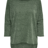 Camiseta ONLY Alba Oversize 3/4 Dark Green Bay - ECRU