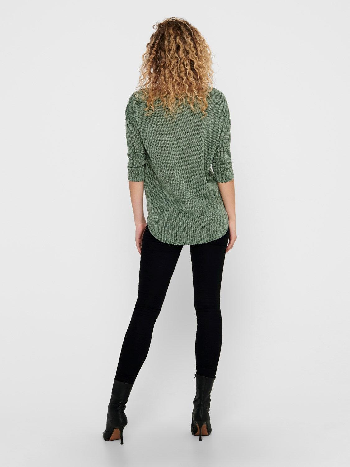 Camiseta ONLY Alba Oversize 3/4 Dark Green Bay - ECRU