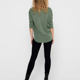 Camiseta ONLY Alba Oversize 3/4 Dark Green Bay - ECRU