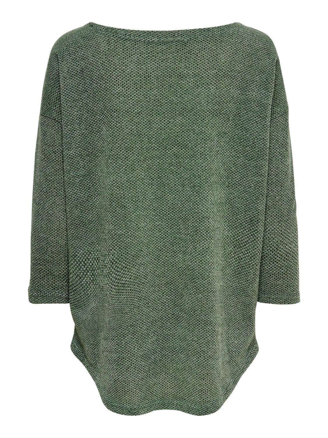 Camiseta ONLY Alba Oversize 3/4 Dark Green Bay - ECRU