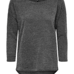 Camiseta ONLY Alba Oversize 3/4 Dark Grey Melange - ECRU