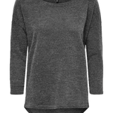 Camiseta ONLY Alba Oversize 3/4 Dark Grey Melange - ECRU