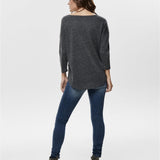 Camiseta ONLY Alba Oversize 3/4 Dark Grey Melange - ECRU