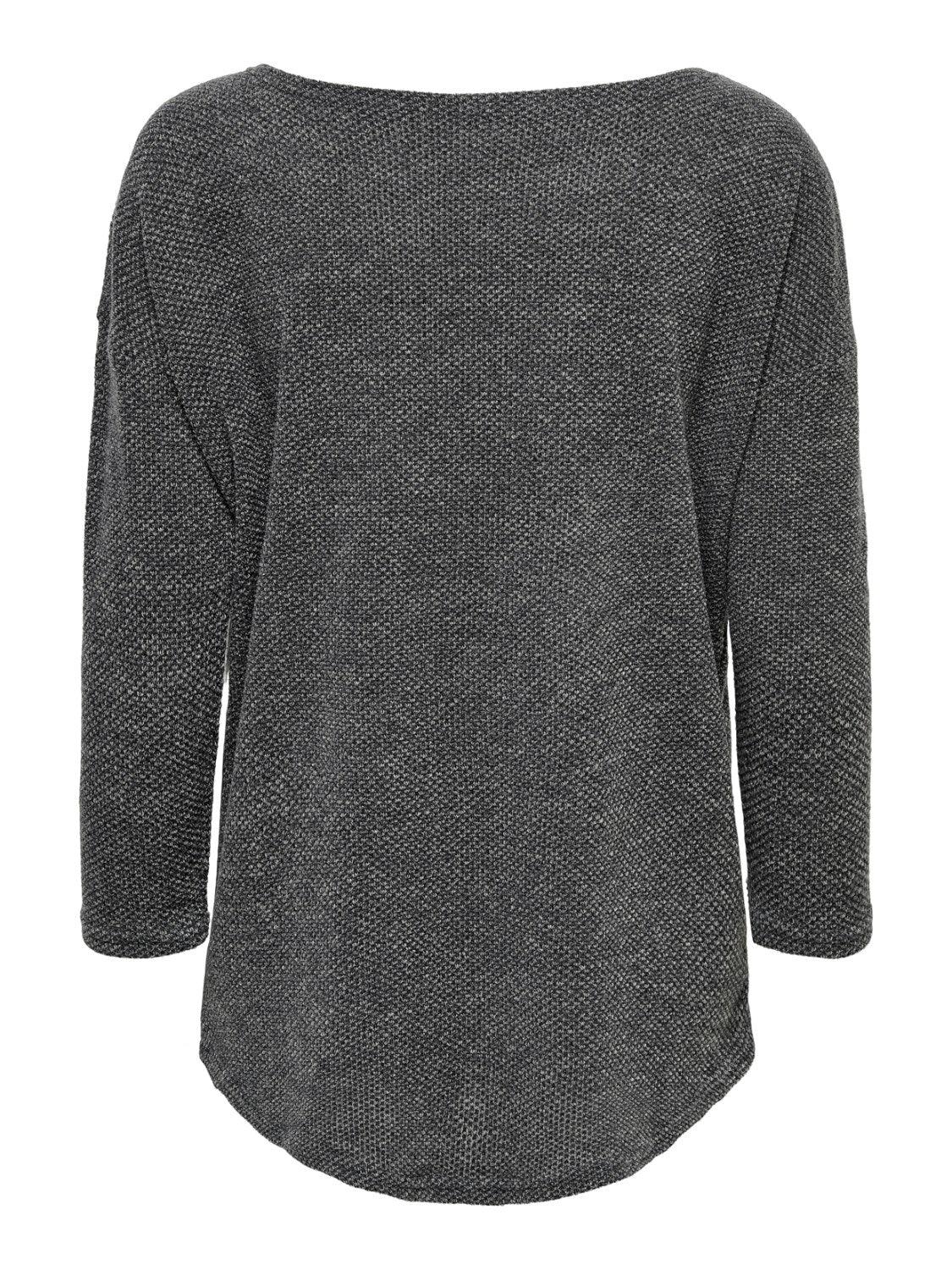 Camiseta ONLY Alba Oversize 3/4 Dark Grey Melange - ECRU