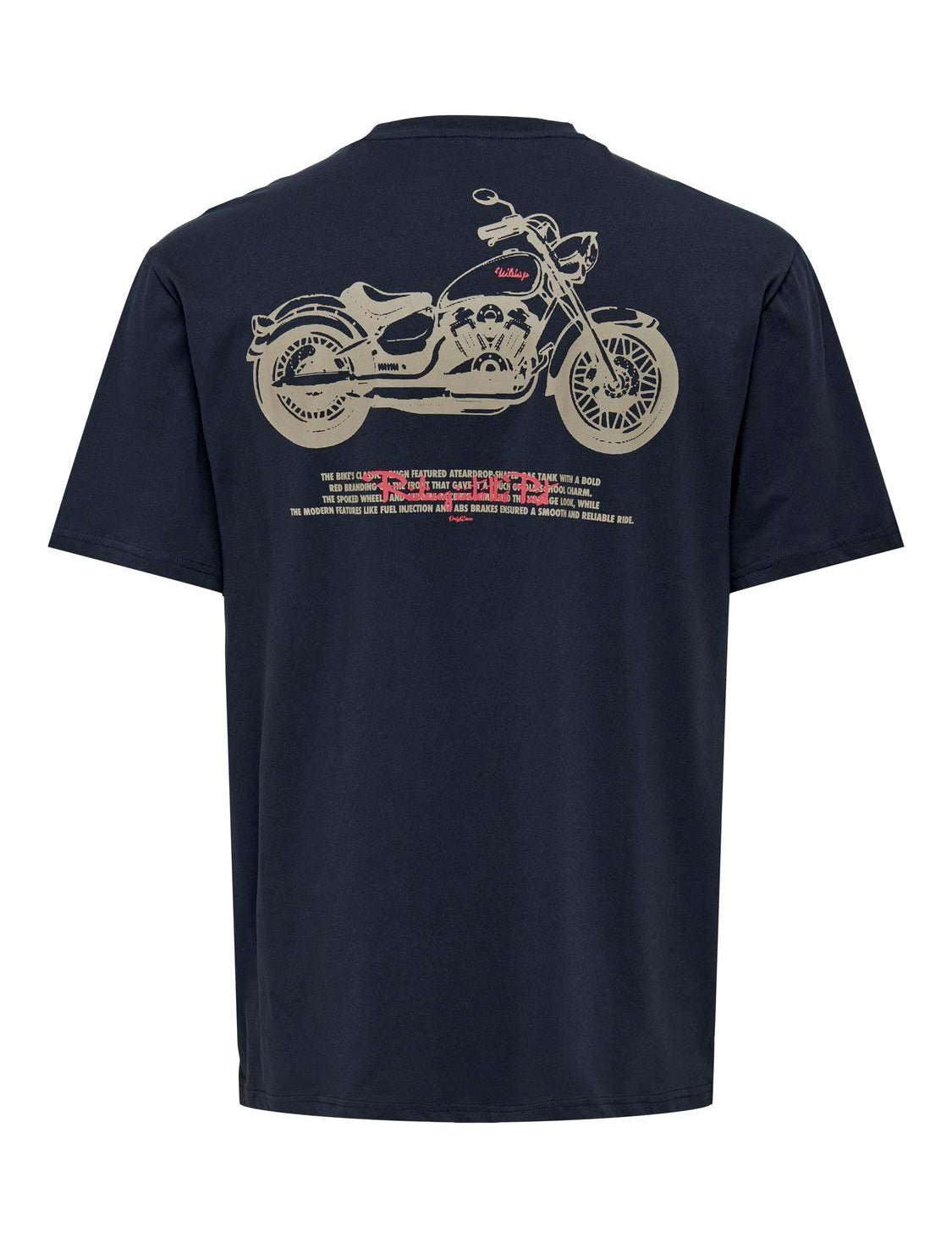 Camiseta Only & Sons Motob Life Dark Navy - ECRU