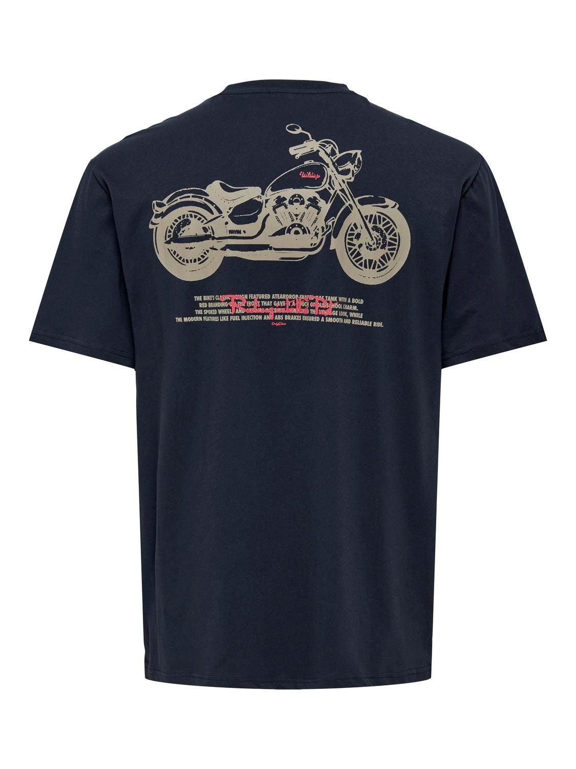 Camiseta Only & Sons Motob Life Dark Navy - ECRU