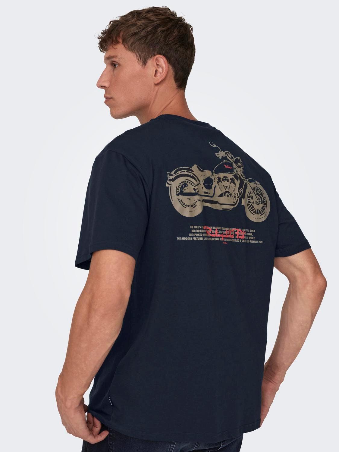 Camiseta Only & Sons Motob Life Dark Navy - ECRU