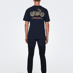 Camiseta Only & Sons Motob Life Dark Navy - ECRU