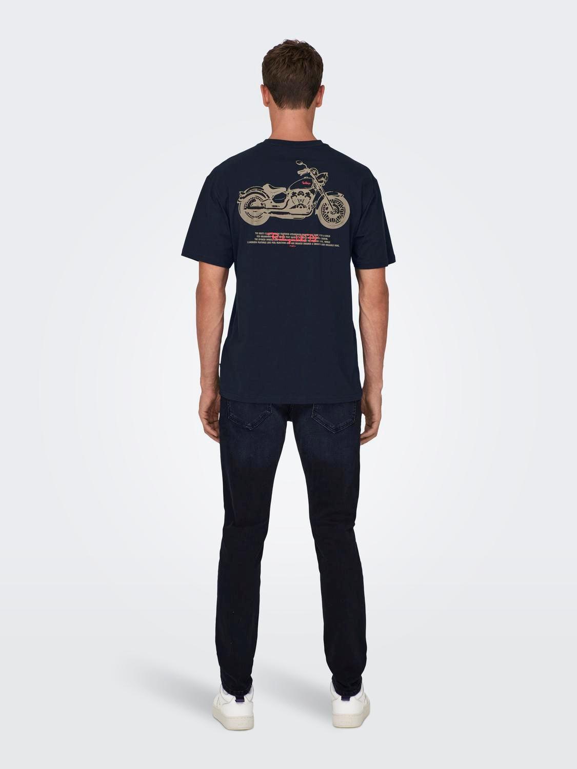 Camiseta Only & Sons Motob Life Dark Navy - ECRU