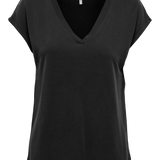 Camiseta Only Cuello Pico Free Black - ECRU