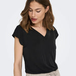 Camiseta Only Cuello Pico Free Black - ECRU