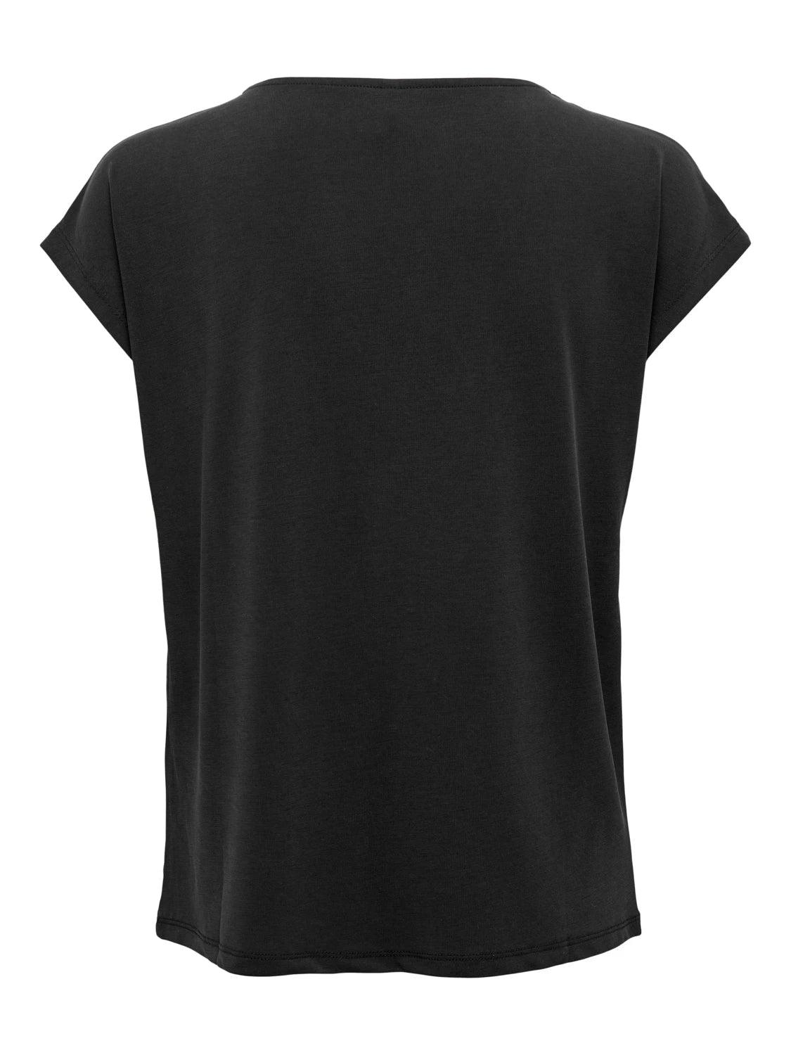 Camiseta Only Cuello Pico Free Black - ECRU