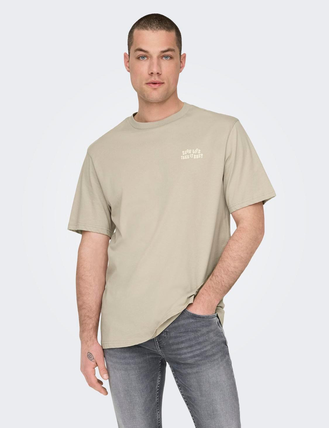 Camiseta Only&Sons Mace Silver Lining - ECRU