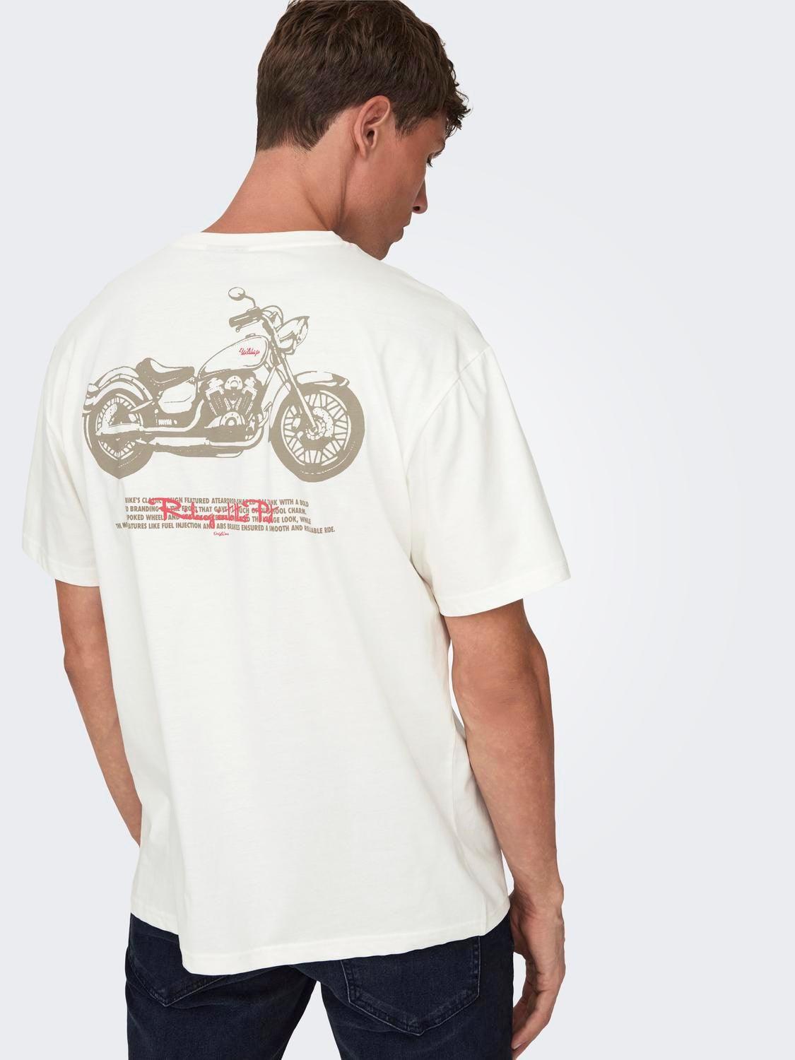 Camiseta Only&Sons Motob Life White - ECRU