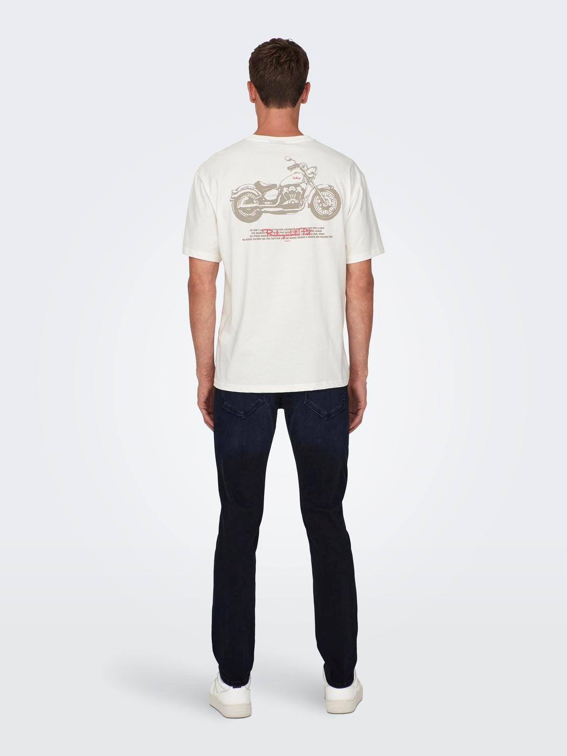 Camiseta Only&Sons Motob Life White - ECRU