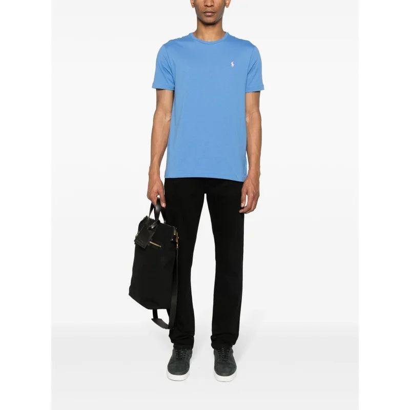 Camiseta Polo Ralph Lauren Azul New England de Punto Custom Slim Fit - ECRU