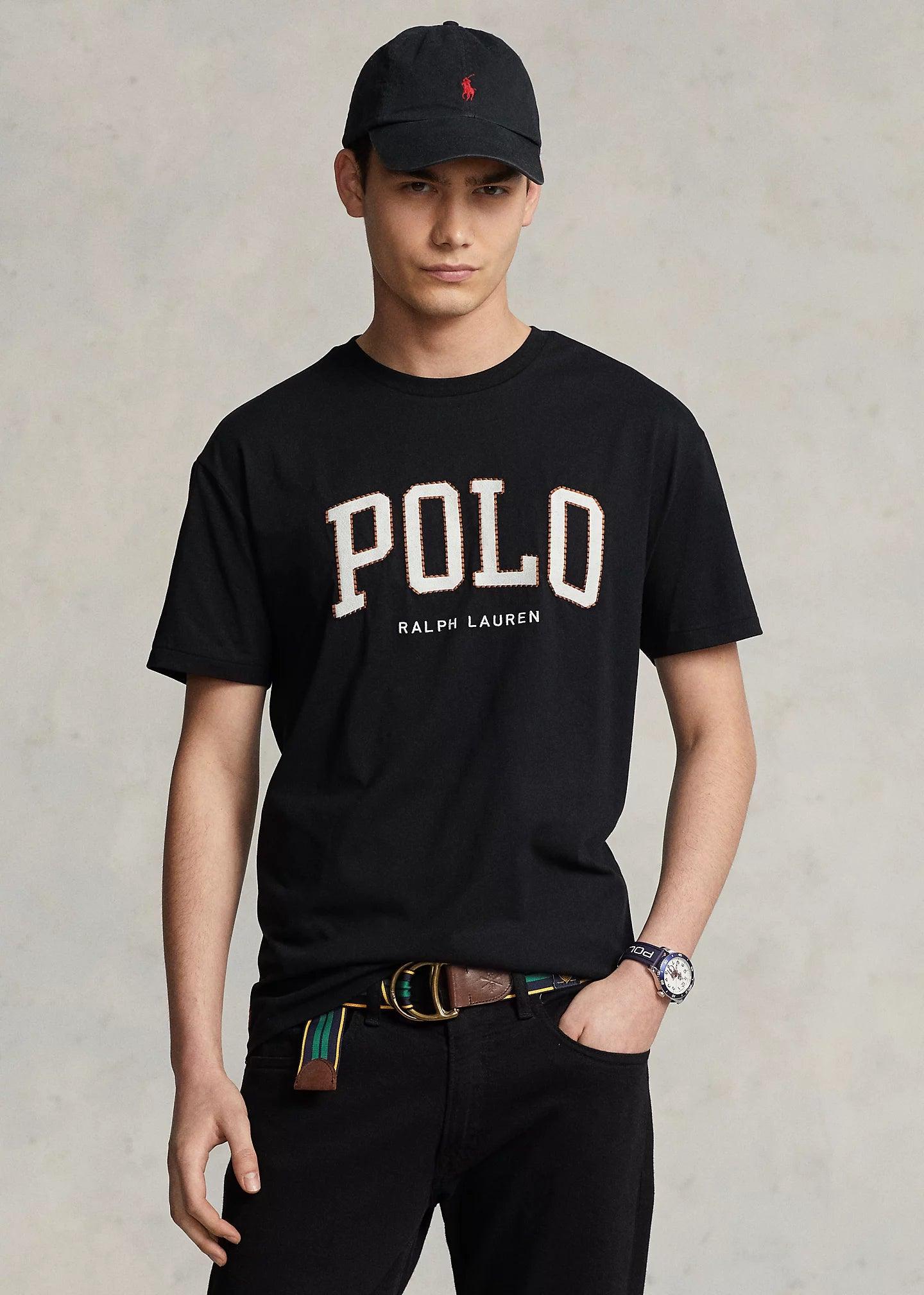 Camiseta Polo Ralph Lauren de punto jersey con logotipo Negra - ECRU