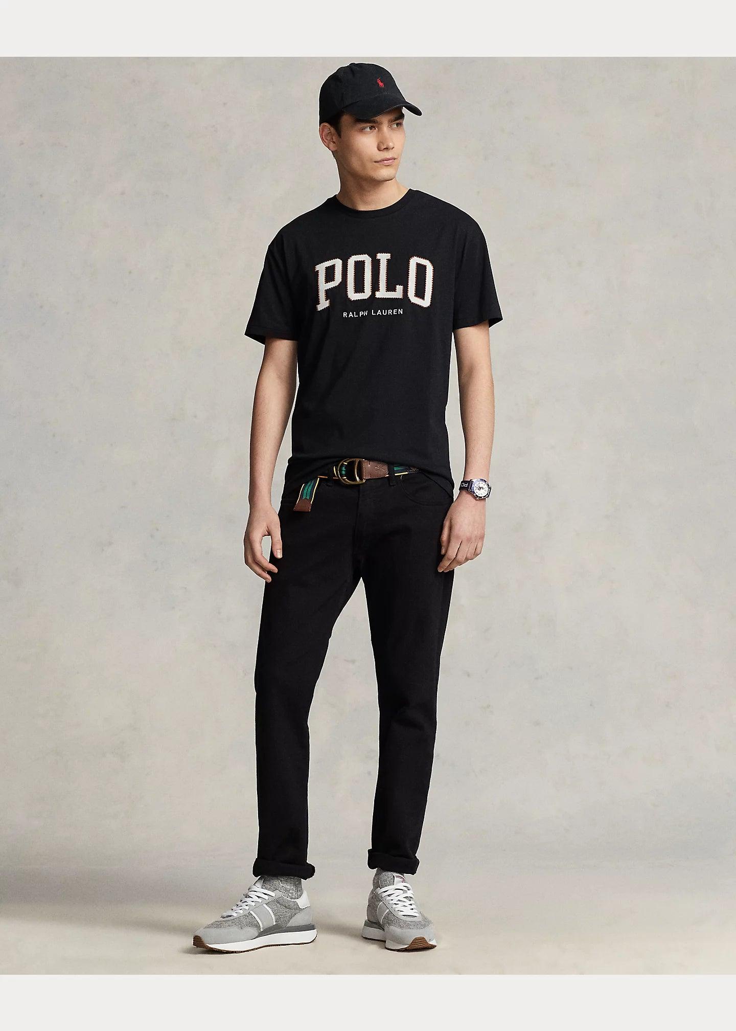 Camiseta Polo Ralph Lauren de punto jersey con logotipo Negra - ECRU