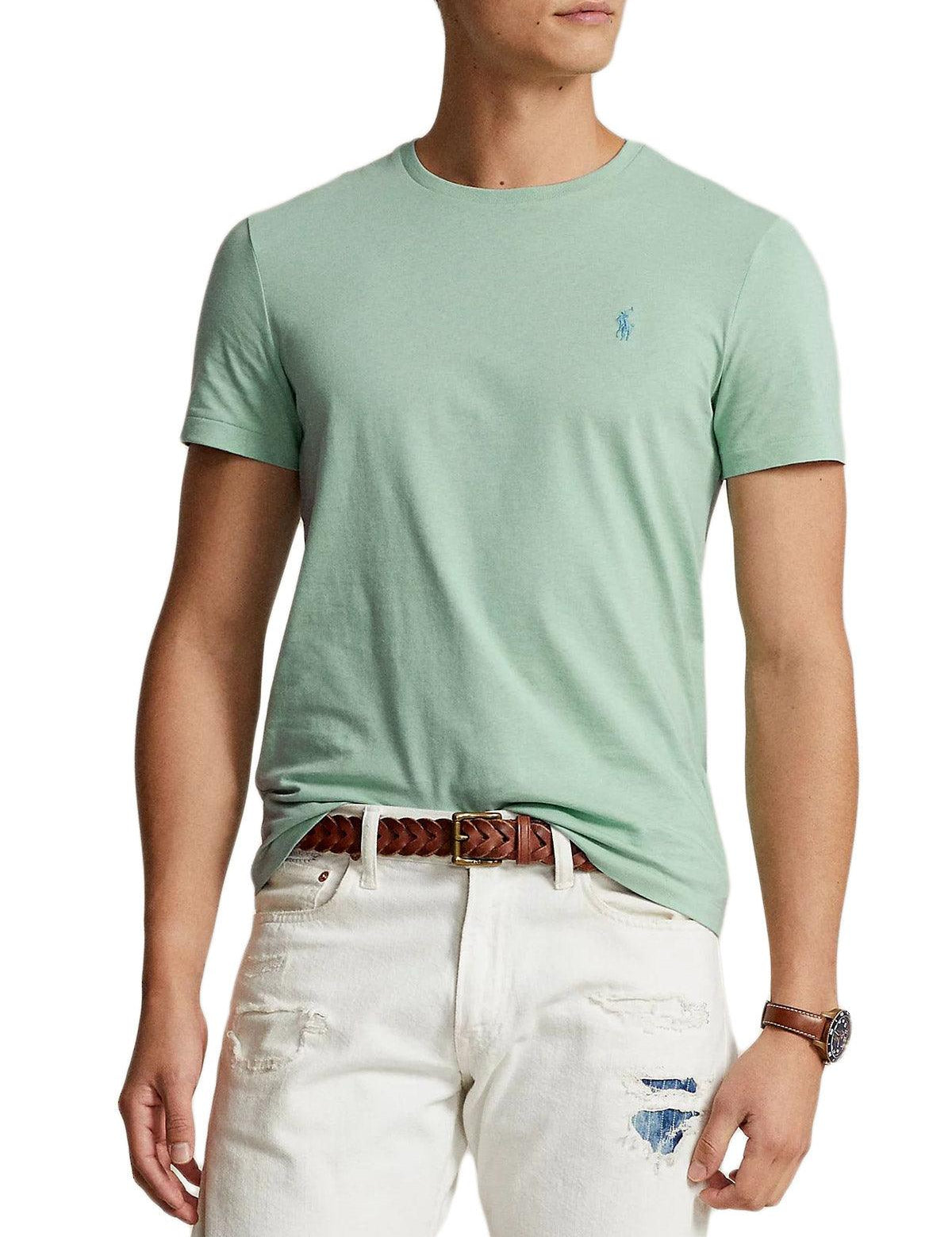 Camiseta Polo Ralph Lauren Verde Celadon de Punto Custom Slim Fit - ECRU