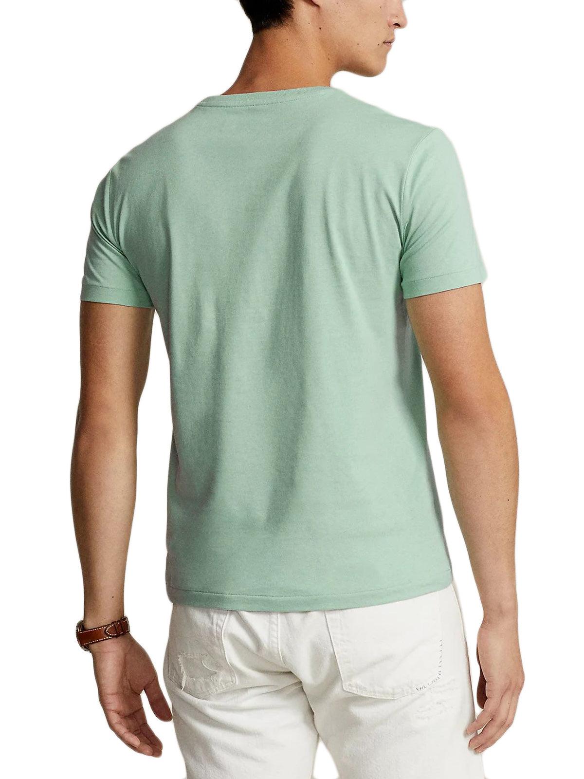 Camiseta Polo Ralph Lauren Verde Celadon de Punto Custom Slim Fit - ECRU