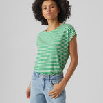 Camiseta Rayas Aware Ava Pristine Bright Green - ECRU