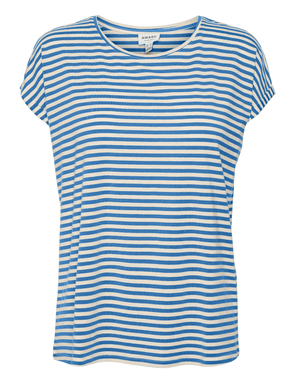 Camiseta Rayas Aware Ava Pristine Ibiza Blue - ECRU