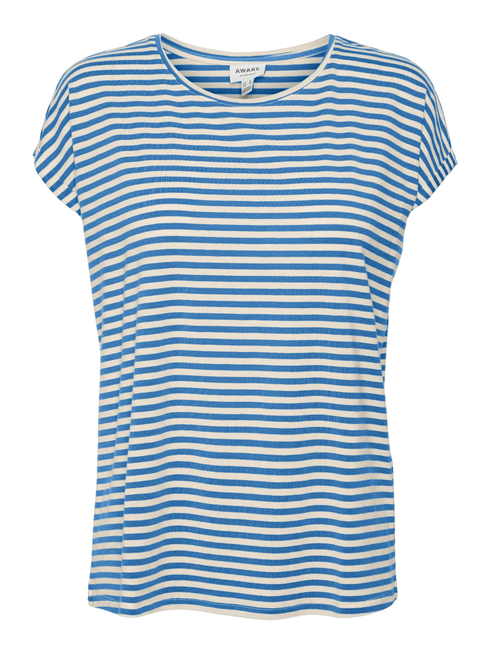 Camiseta Rayas Aware Ava Pristine Ibiza Blue - ECRU