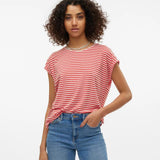 Camiseta Rayas Vero Moda Ava Cayenne Pristine - ECRU