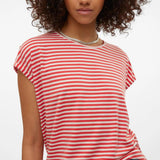 Camiseta Rayas Vero Moda Ava Cayenne Pristine - ECRU