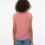 Camiseta Rayas Vero Moda Ava Cayenne Pristine - ECRU